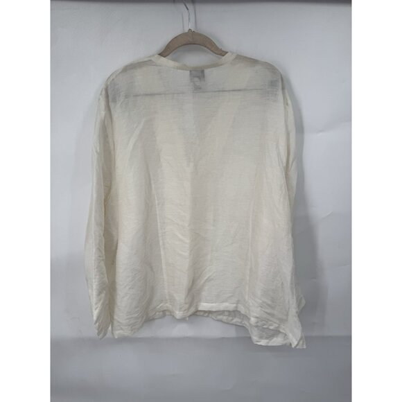 Eileen Fisher Silk Linen Top Women Plus Size 2X Ivory Minimalist Lagenlook - Picture 2 of 9